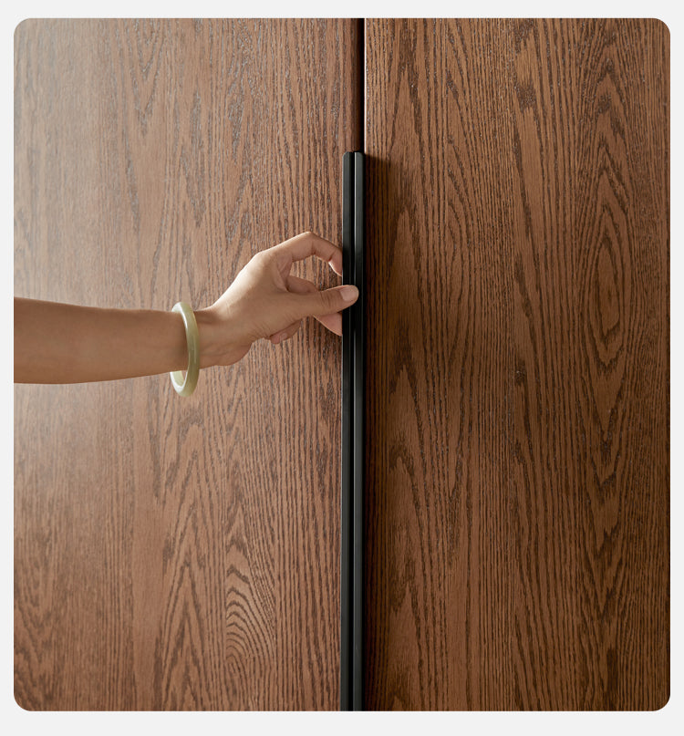 Oak solid wood wardrobe high walnut color: