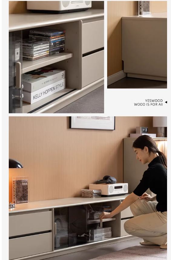 Tulipwood Solid Wood Modern Minimalist Floor Standing TV Stand