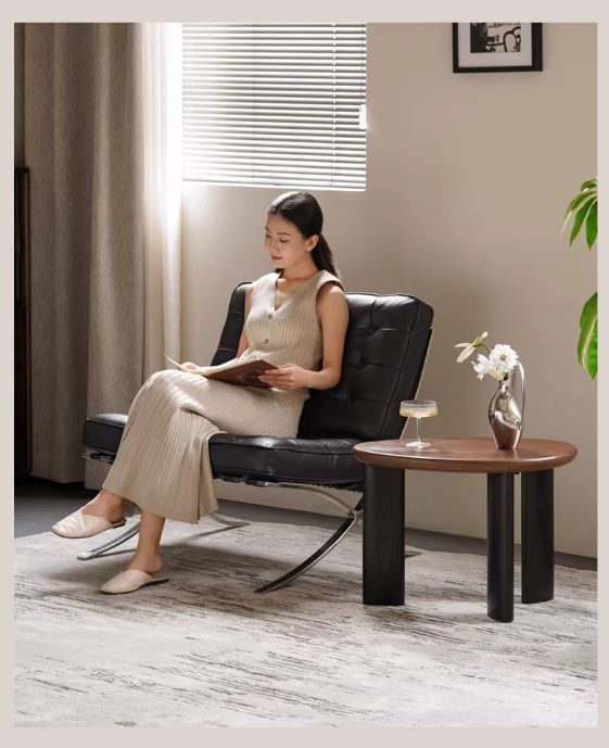 Black Walnut Solid Wood Organic Shape Coffee Table Set, Italian Style