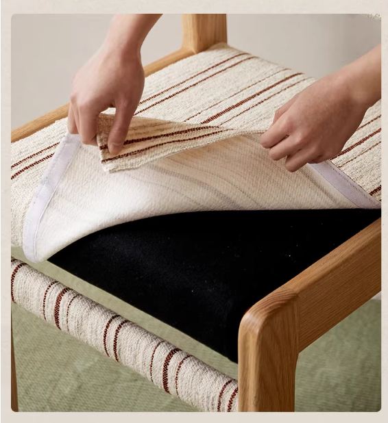 4 pcs Oak Solid Wood Dining Chair with Upholstered Seat, French Style