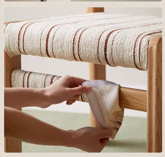 4 pcs Oak Solid Wood Dining Chair with Upholstered Seat, French Style