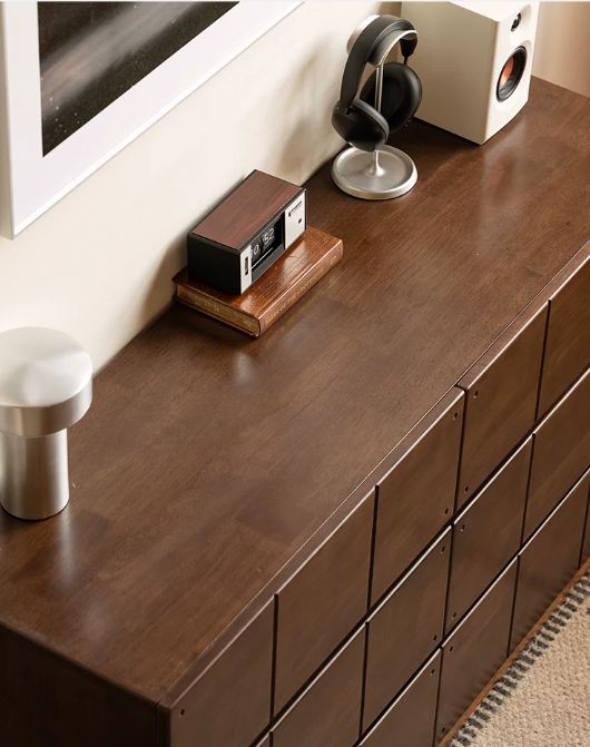 Solid RubberWood Grid Panel Dresser