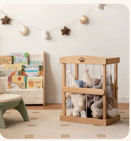 Beech, Poplar Solid Wood Kids Toy Storage Organizer Montessori Toy Shelf