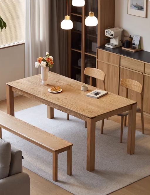 Oak Solid Wood Modern Minimalist Long Dining Table