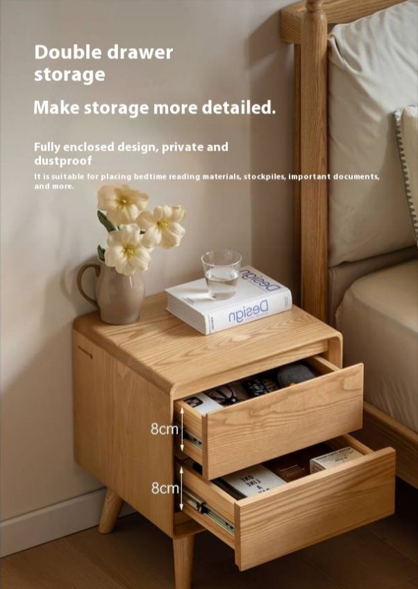 Ash, Oak Solid Wood Modern Nightshand