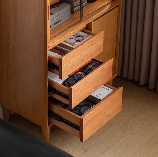 Cherry Solid Wood Mid-range Style Side Cabinet.