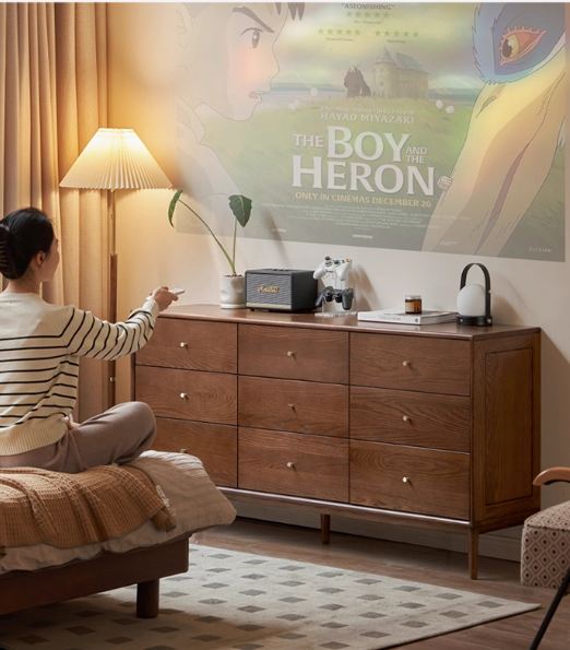 Oak, Solid Rubberwood Modern Minimalist Chest of Drawers