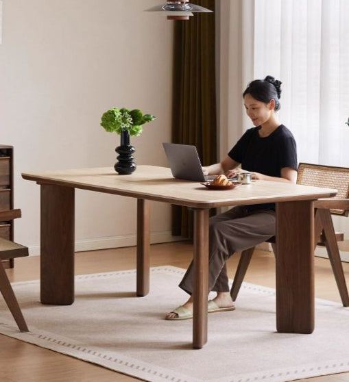 Black Walnut Solid Wood Rock Plate Dining Table