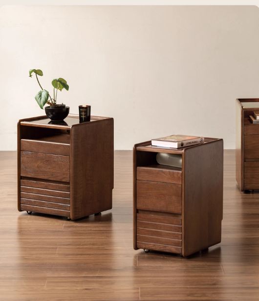 Oak Solid Wood Italian Light Luxury Nightstand