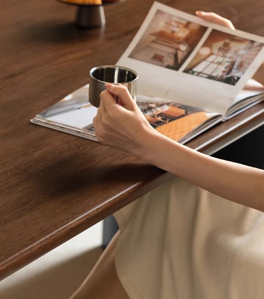 Solid Longan Hardwood Dining Table Italian Light Luxury