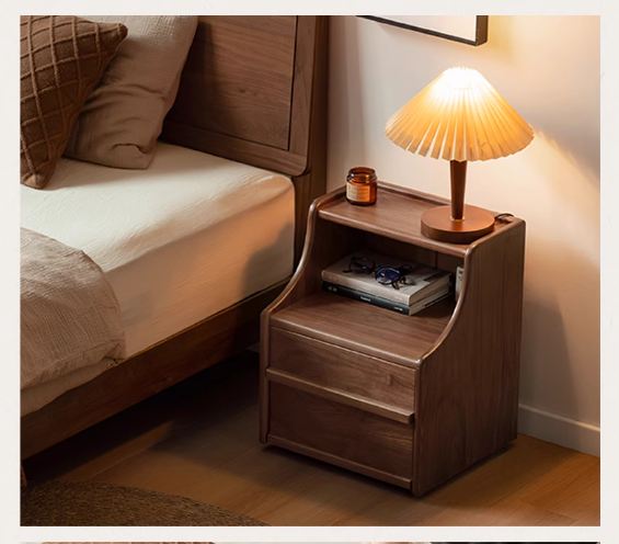 Black Walnut Solid Wood Italian Light Luxury Nightstand
