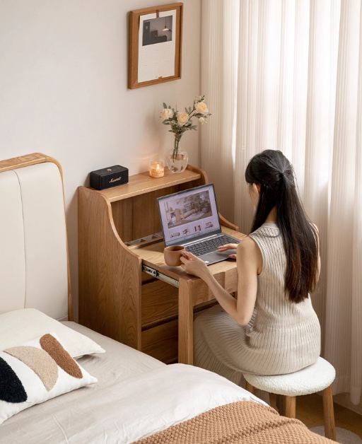 Oak Solid Wood Telescopic Vanity Table