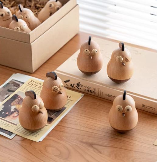 Beech, Black Walnut Solid Wood Tumbler Desk Ornament with Simple Creative Design