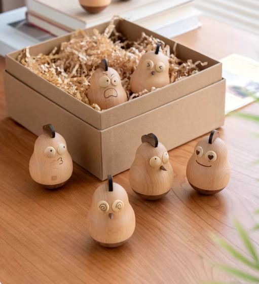 Beech, Black Walnut Solid Wood Tumbler Desk Ornament with Simple Creative Design