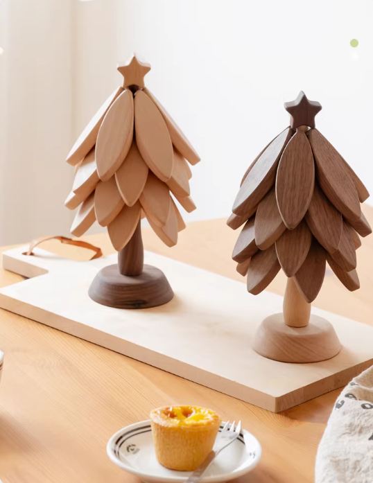 Black Walnut, Beech, Ebony Solid Wood Anti-Scalding Kitchen Mat with Heat Insulation