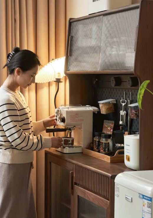 Black Walnut, Oak, South American Walnut Light Luxury Tableside Cabinet