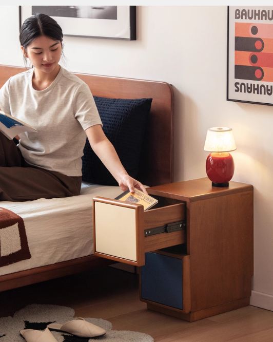 Poplar Solid Wood Nightstand Bauhaus Style