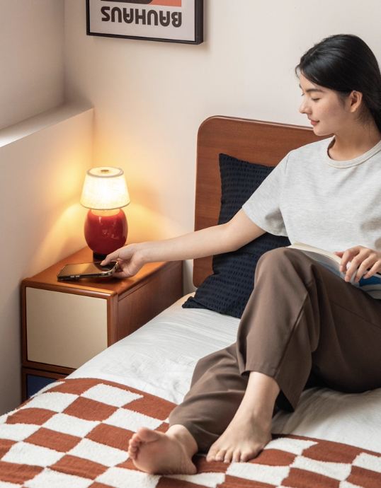 Poplar Solid Wood Nightstand Bauhaus Style