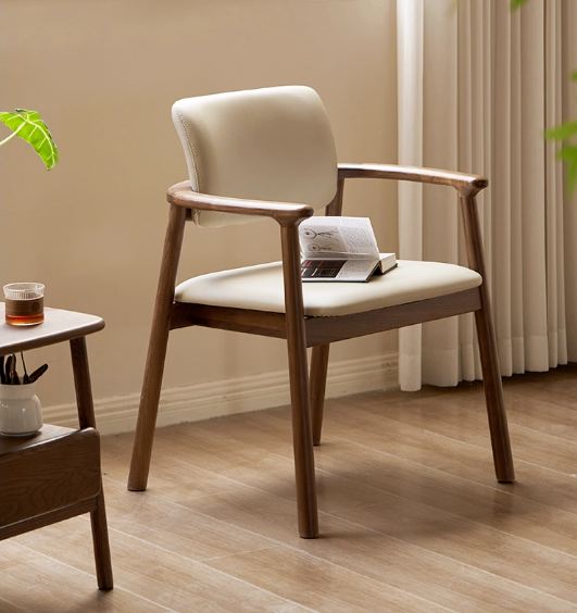 Black Walnut Solid Wood Dining Chair with Backrest