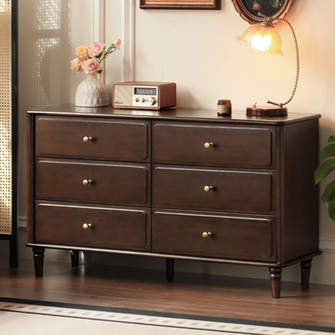 Poplar Solid Wood American Retro Style Chest of Drawers