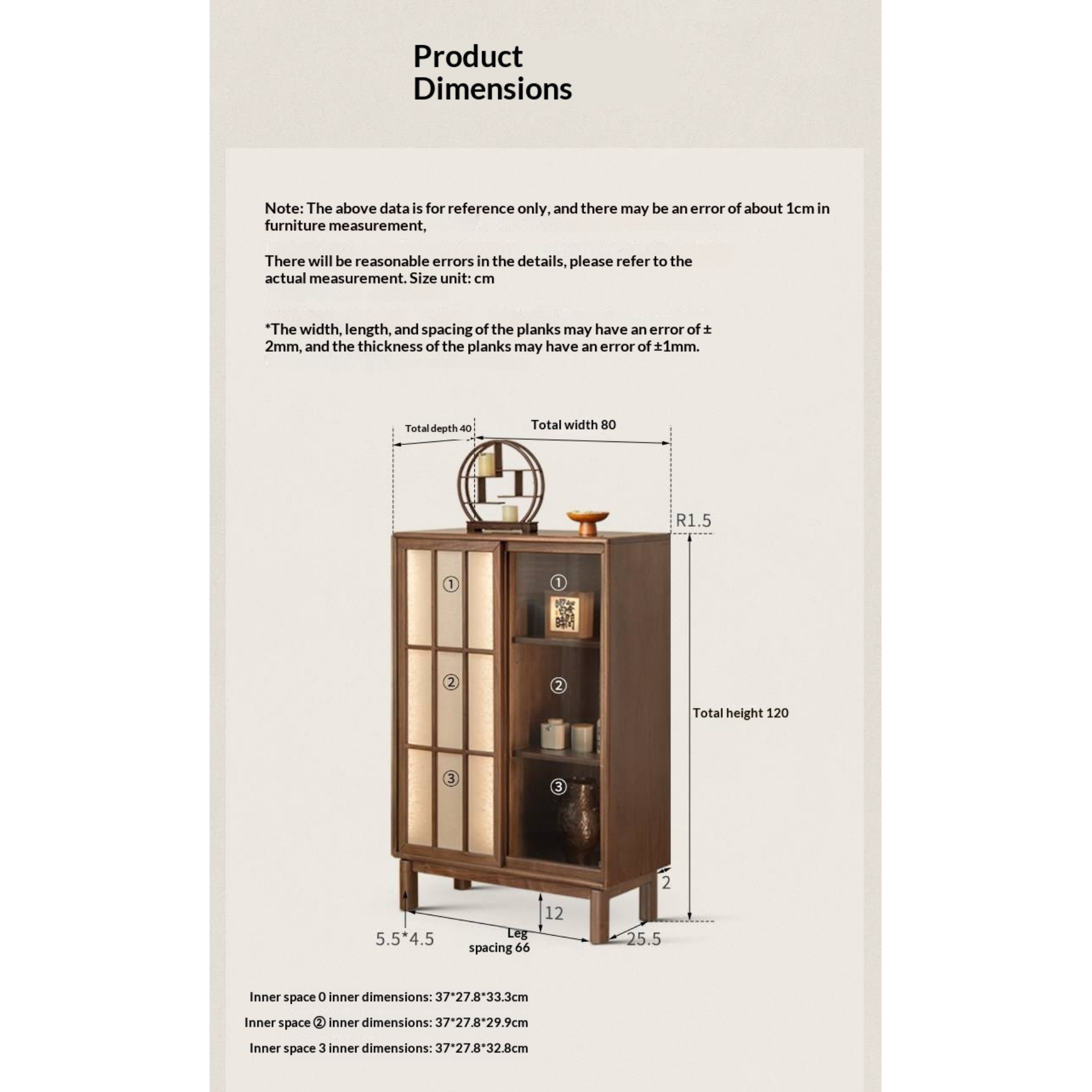 Black Walnut Solid Wood Sliding Door Side Cabinet