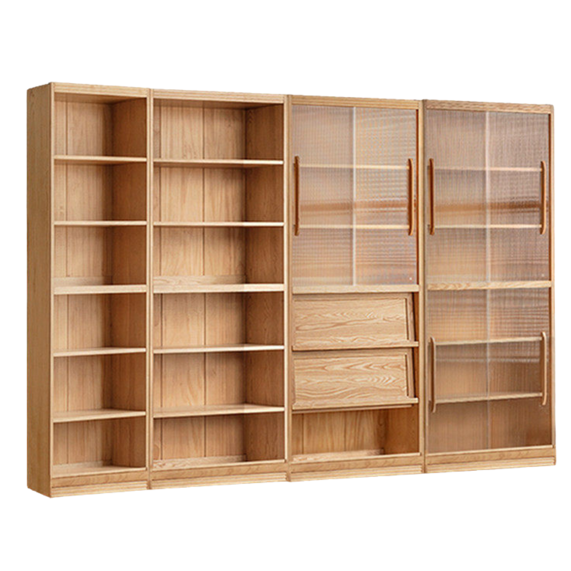 Ash, Oak, Cherry Solid Wood Bookshelf Integrated Wall-Mounted Minimalist