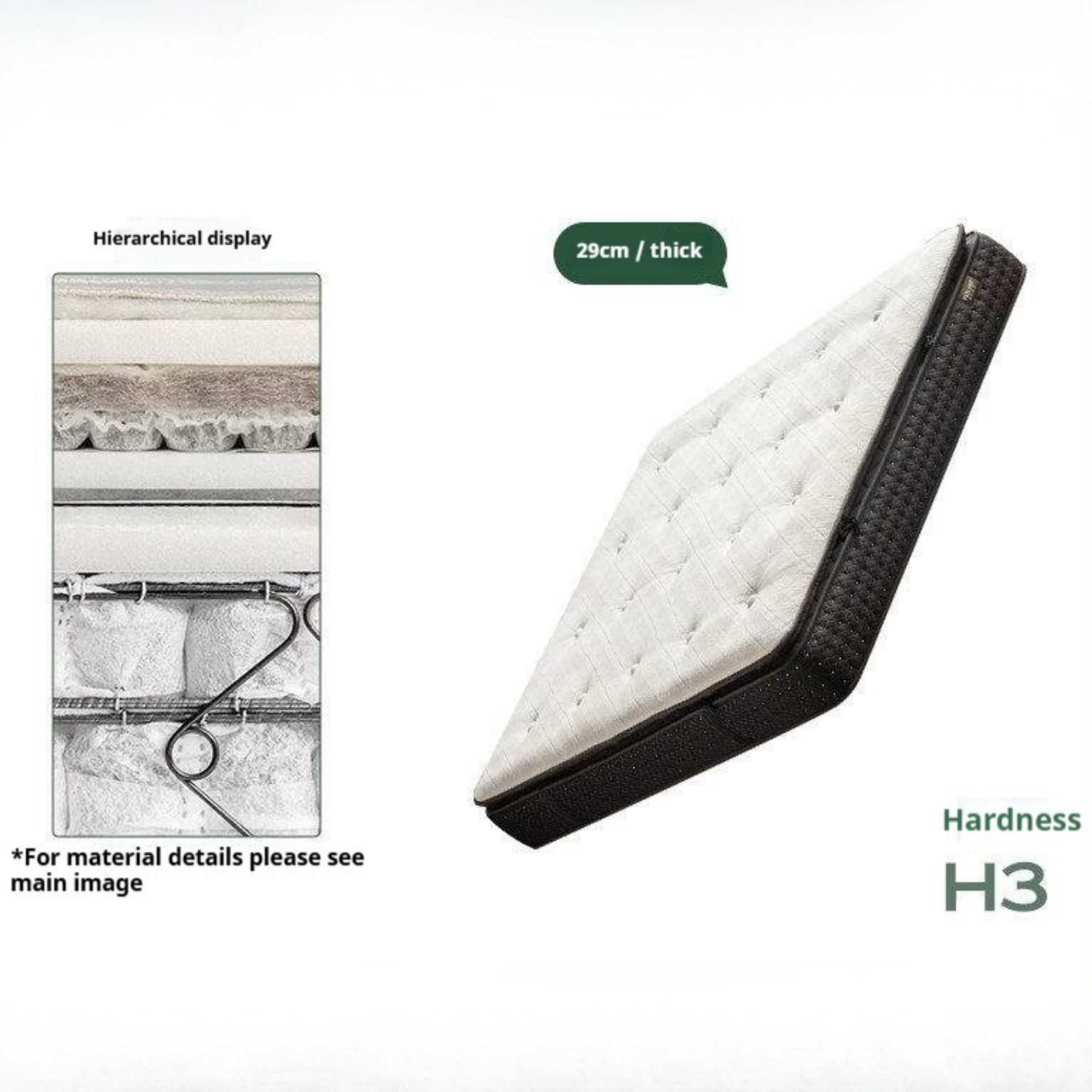 Premium Zero-Glue Hybrid Mattress, 11.4" with Dual-Layer Pocket Coil System, Medium Firm Support (H3)