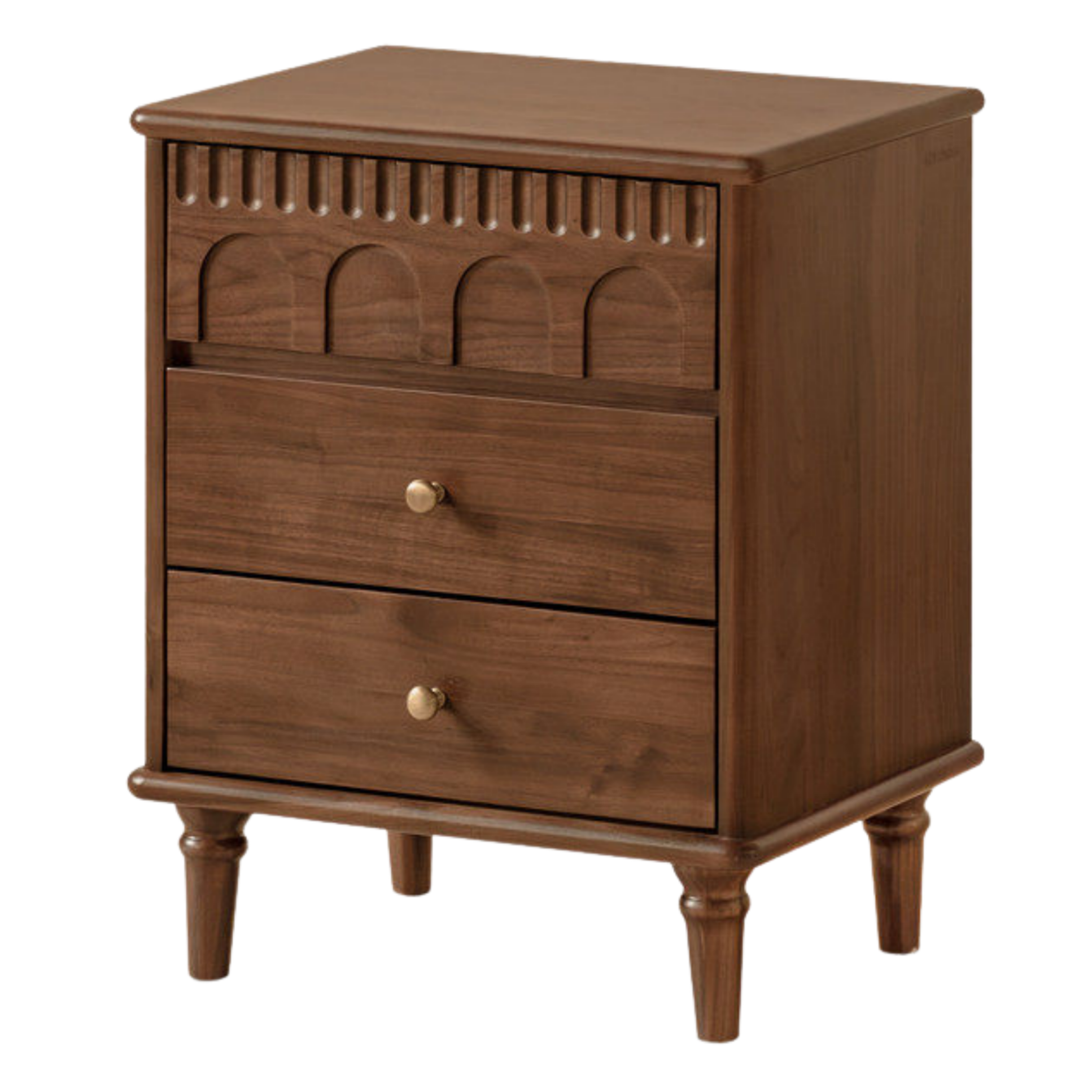 Black Walnut Solid Wood French Retro Nightstand
