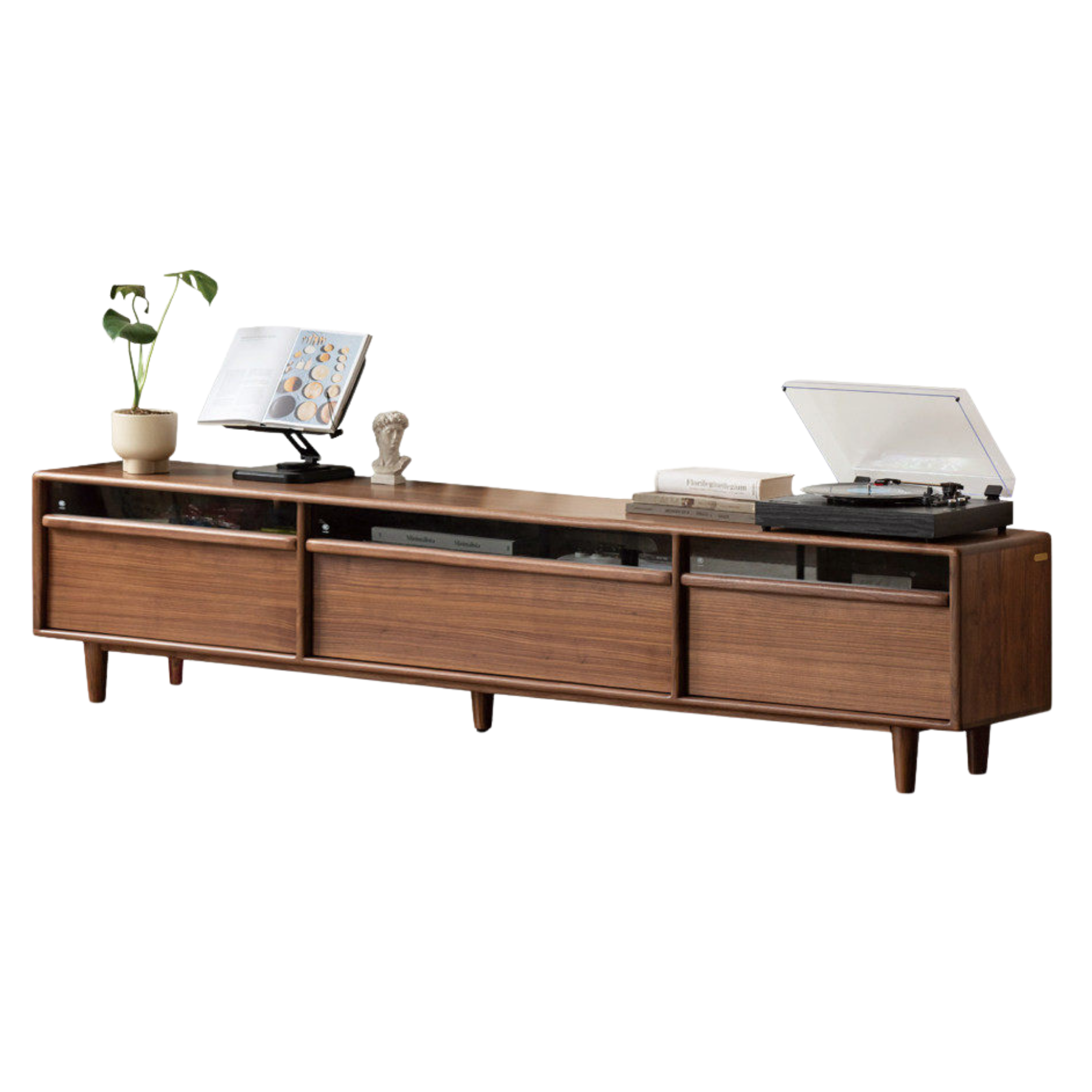 Black Walnut Solid Wood Modern TV Cabinet Locker Integrated.