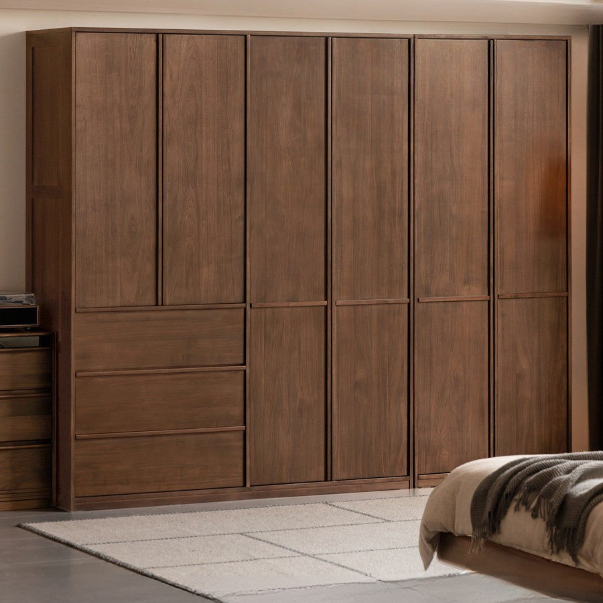 Black Walnut Solid Wood Italian Light Luxury Wardrobe