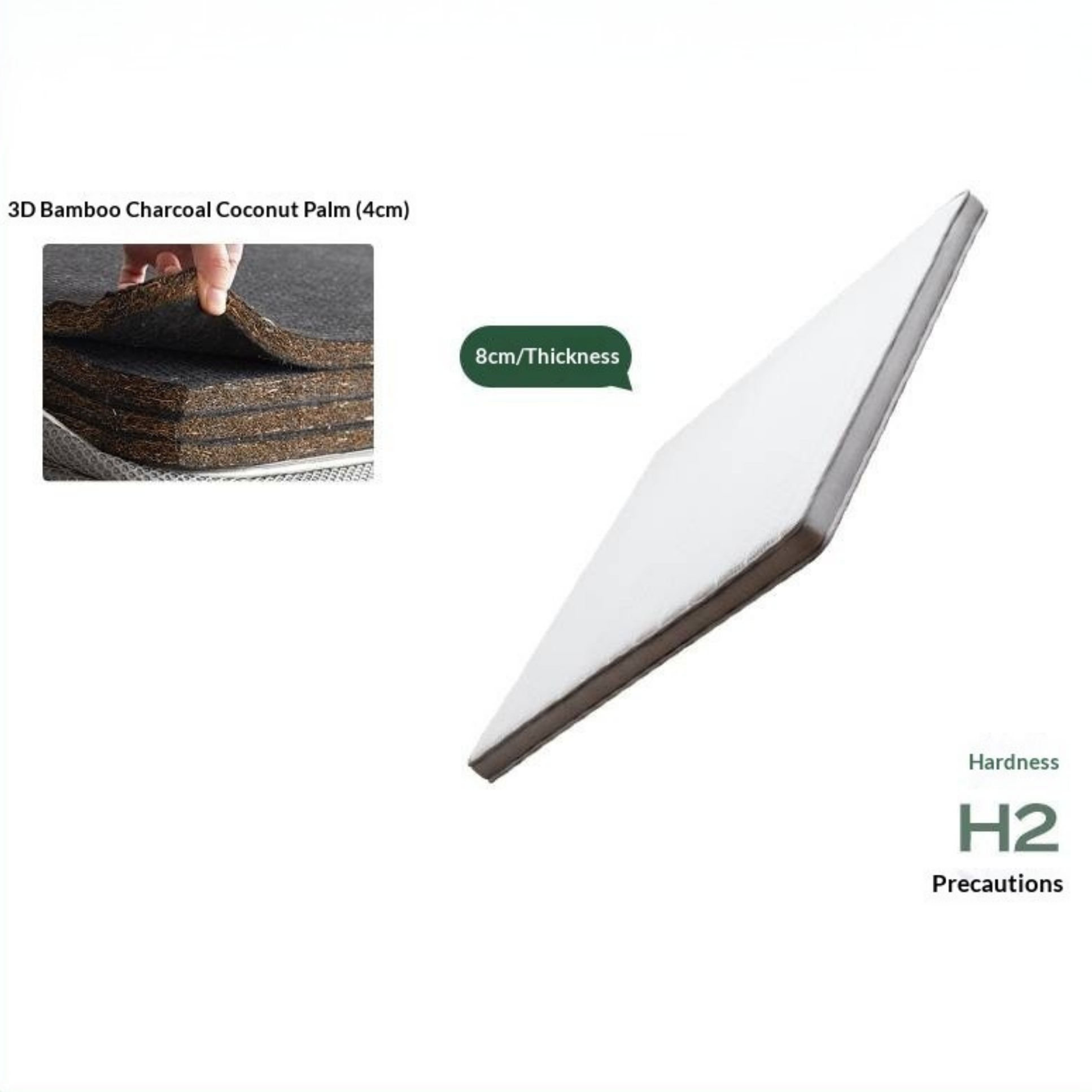 Eco-Friendly Coconut Palm and Bamboo Charcoal Latex Mattress — Zero-Glue, Antibacterial, Breathable, Thin Design