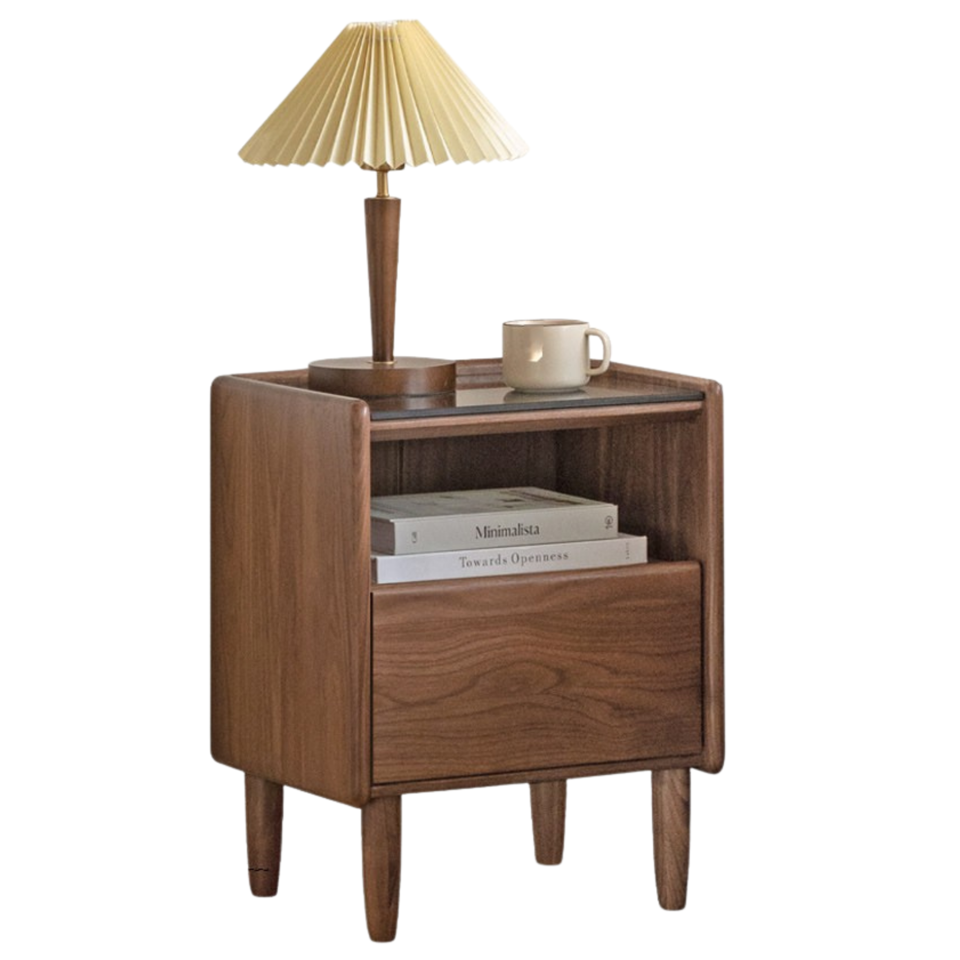 Black Walnut, Catalpa, Sandalwood Solid Wood Nightstand Modern Minimalist