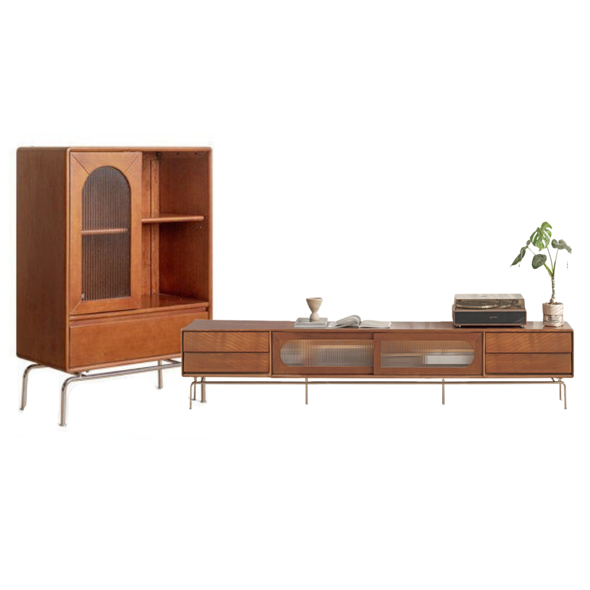 Tulipwood Solid Wood Light French TV Cabinet Sliding Door.