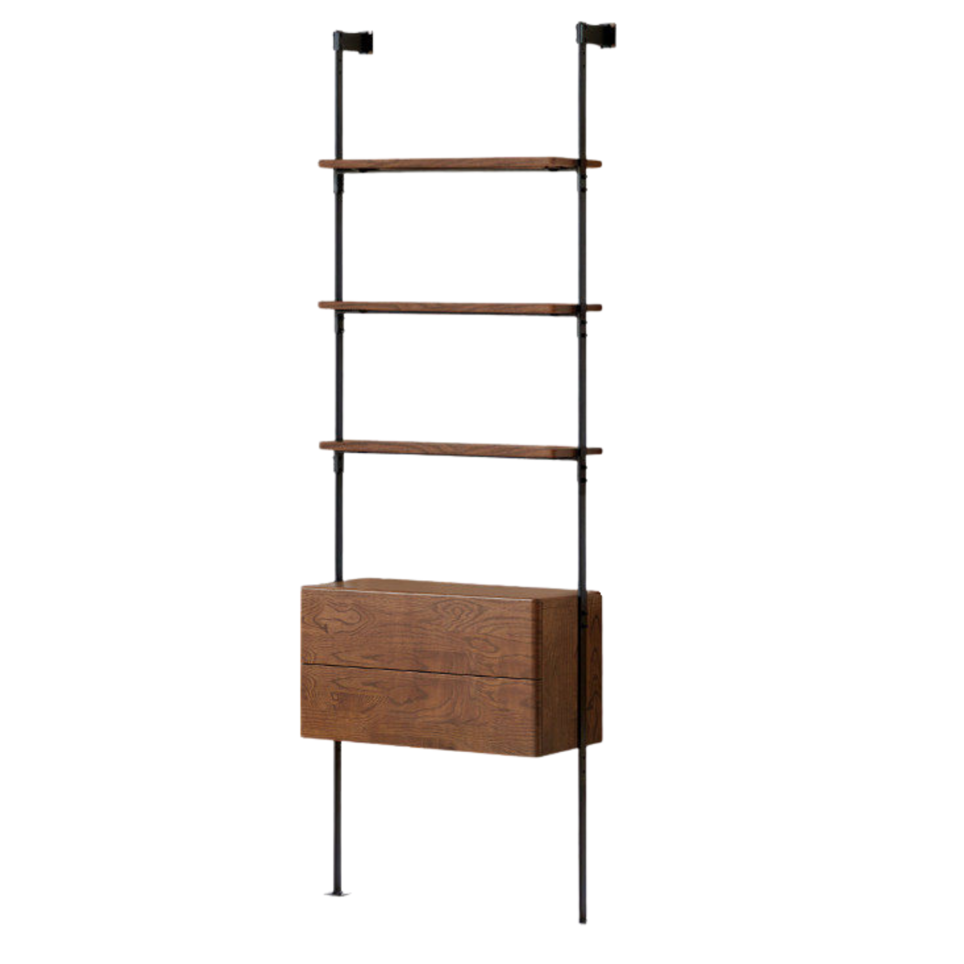 Oak Solid Wood Wall-Mounted Bookshelf Industrial Style