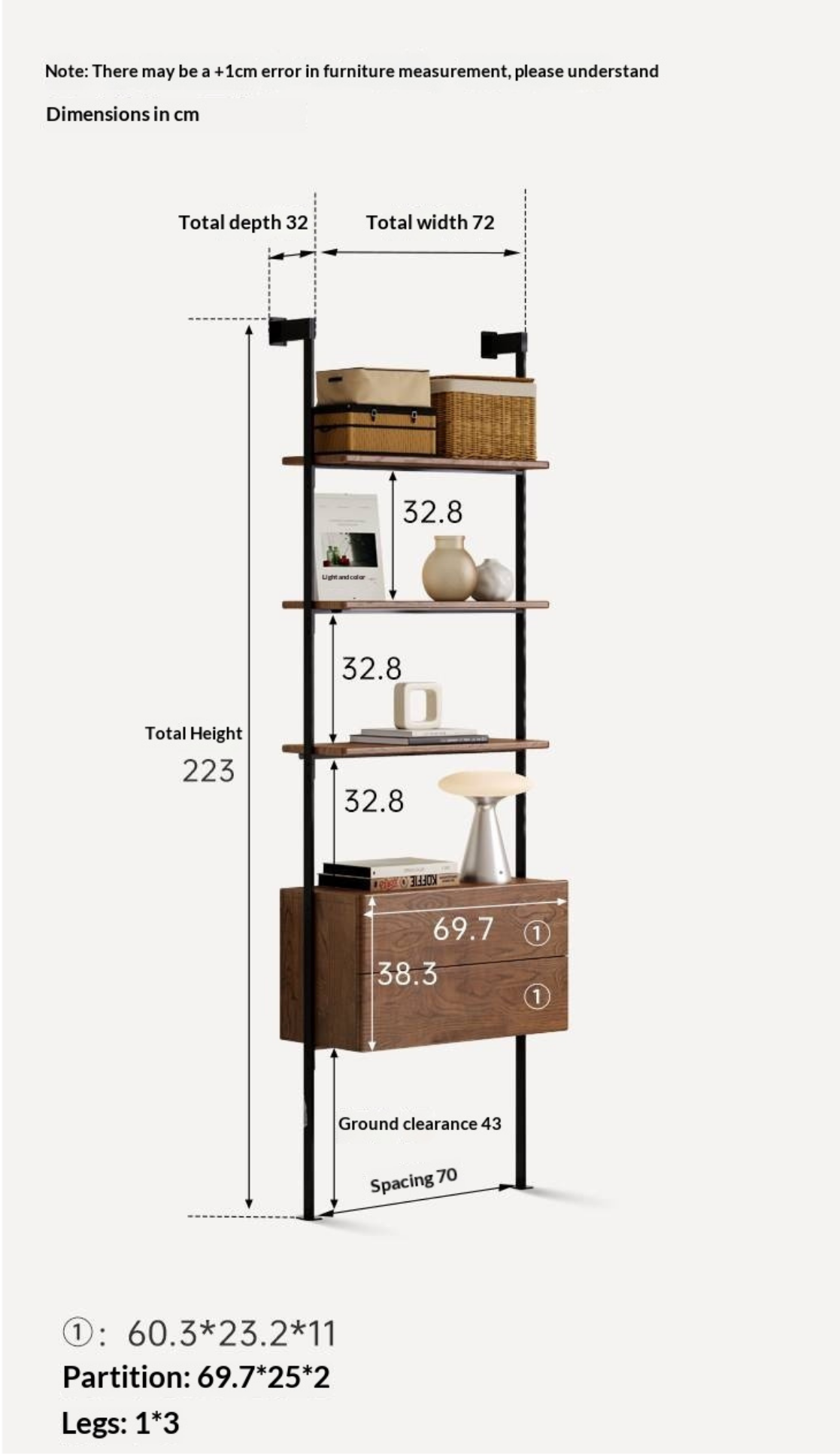Oak Solid Wood Wall-Mounted Bookshelf Industrial Style