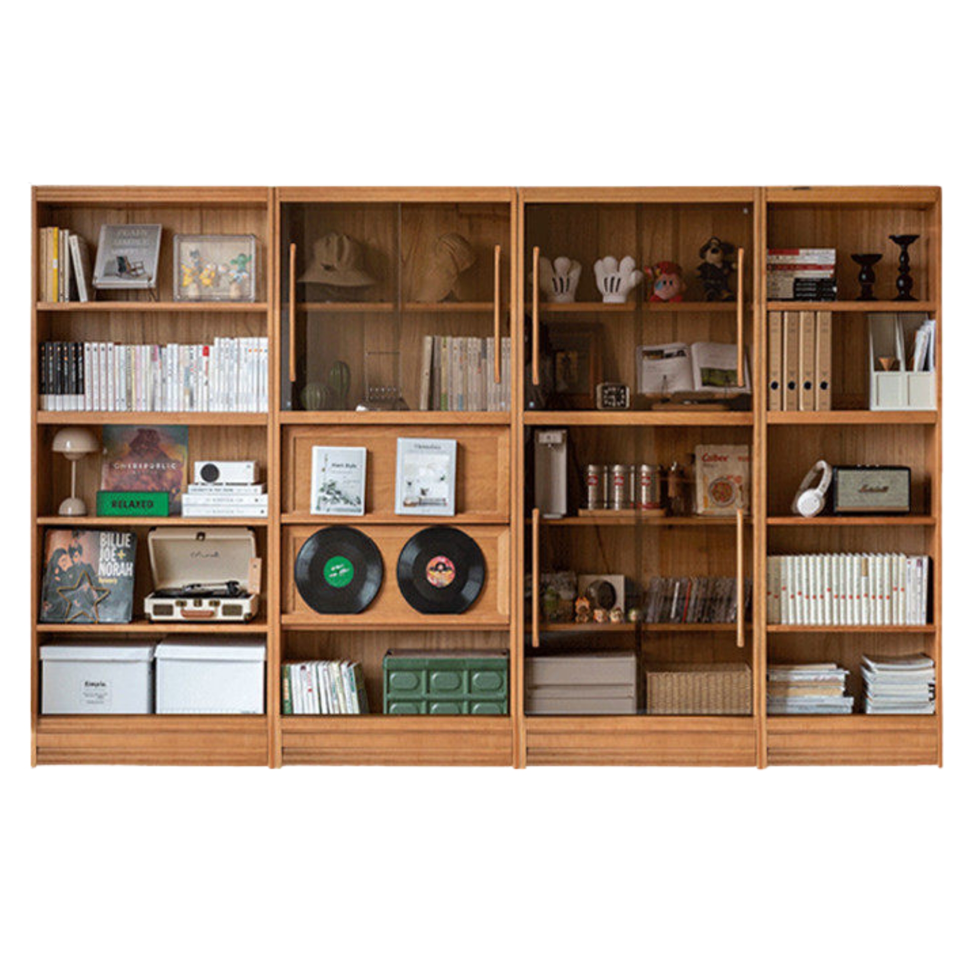 Ash, Oak, Cherry Solid Wood Bookshelf Integrated Wall-Mounted Minimalist