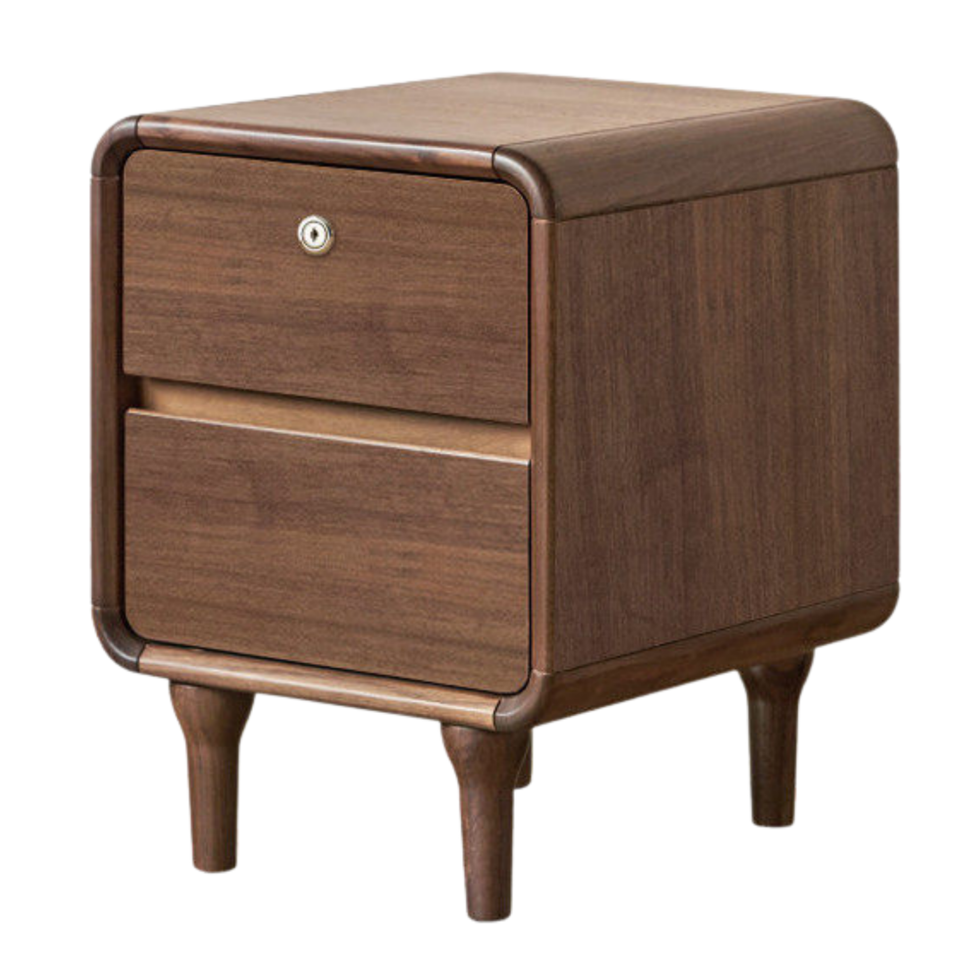 Black Walnut Solid Wood, Sandalwood Lockable Nightstand