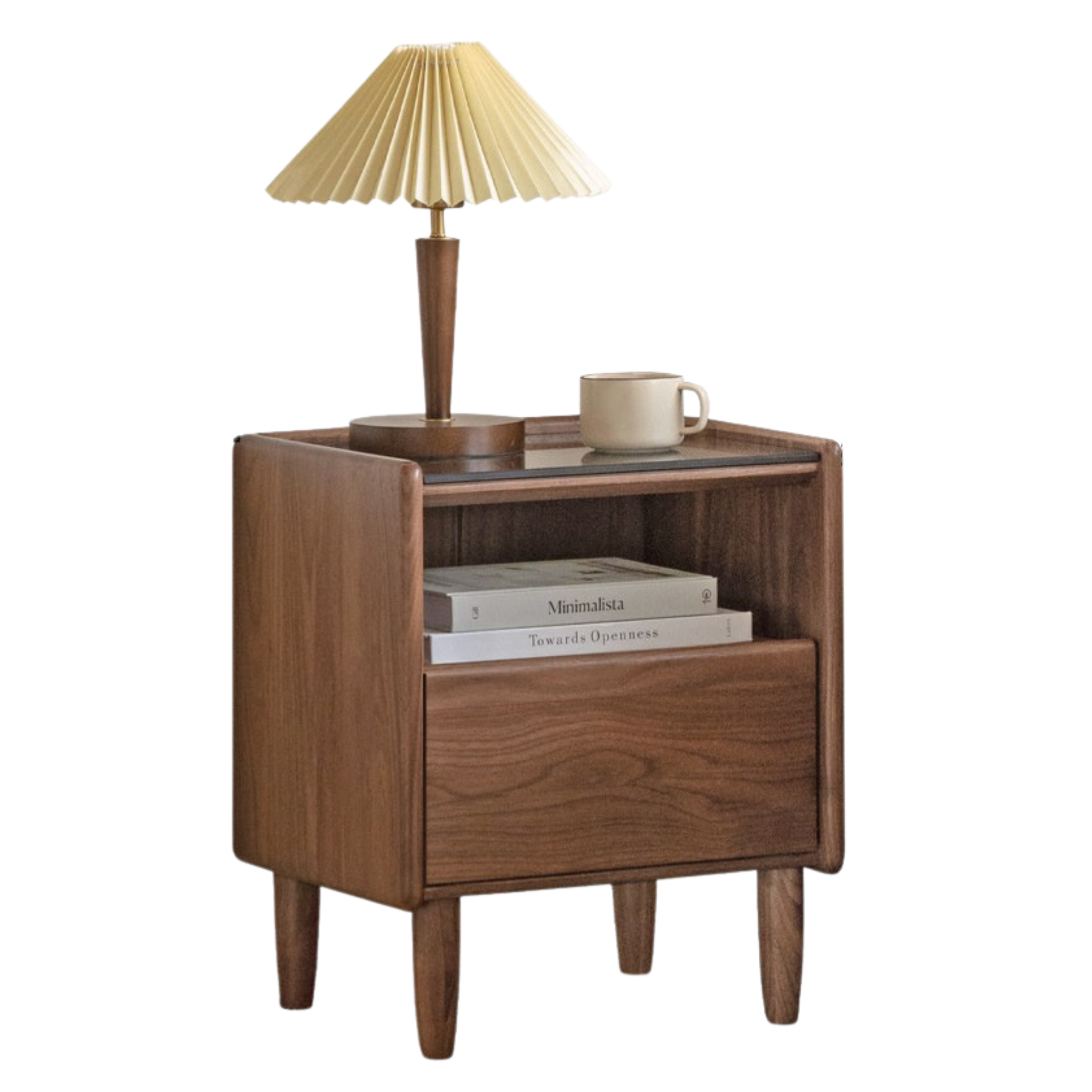 Black Walnut, Catalpa, Sandalwood Solid Wood Nightstand Modern Minimalist