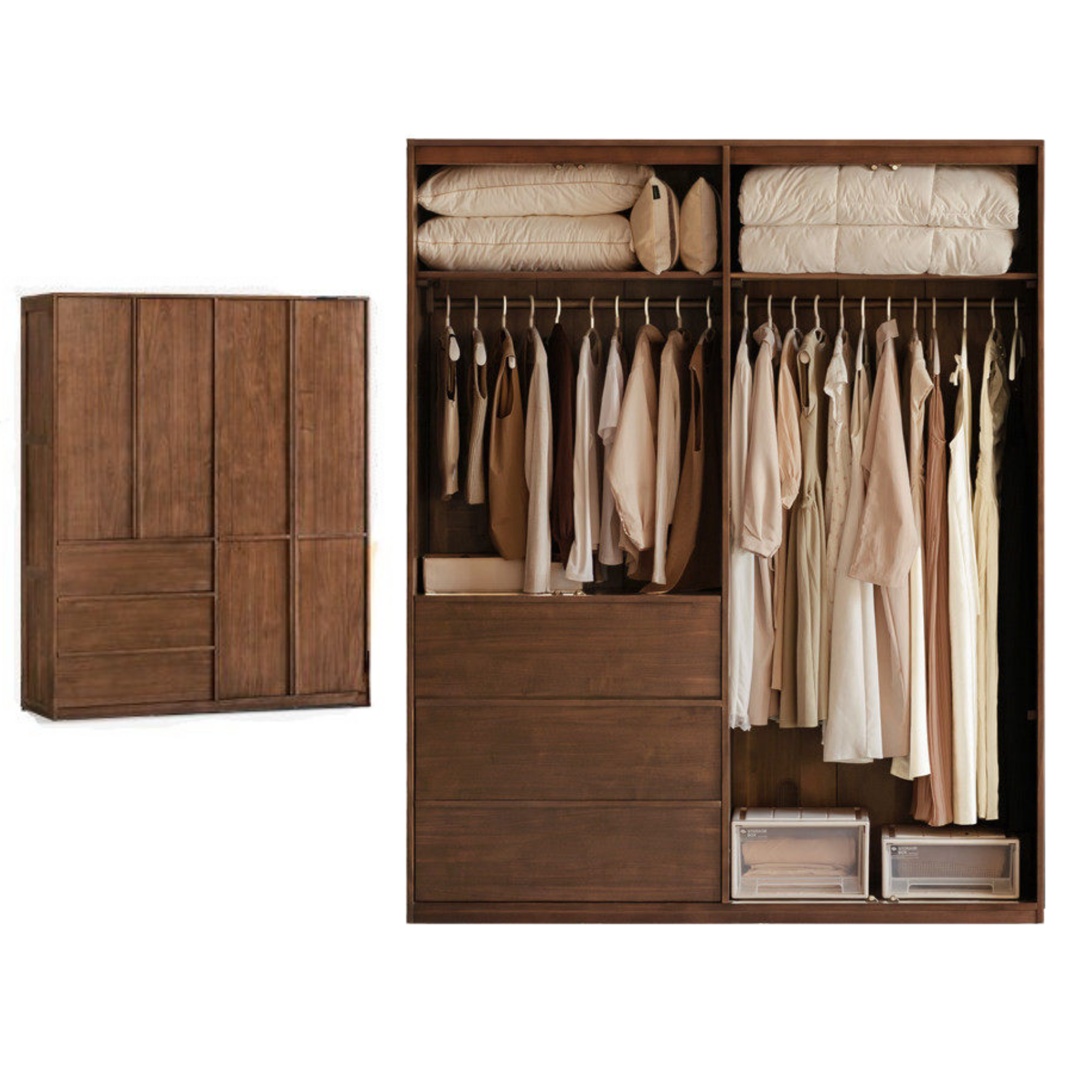 Black Walnut Solid Wood Italian Light Luxury Wardrobe