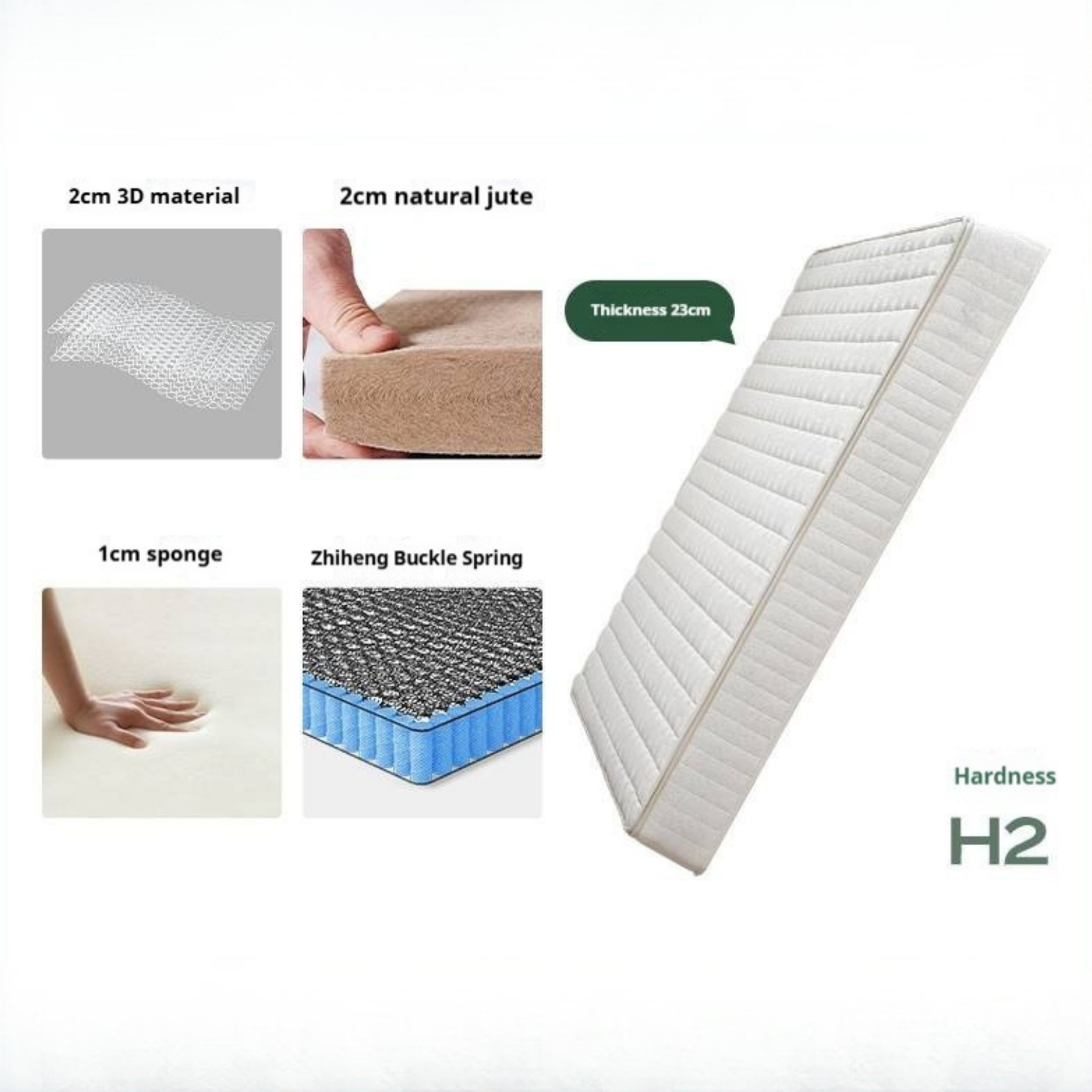 Eco-Friendly Zero Glue Certified Mattress with Jute and Latex — Natural Design