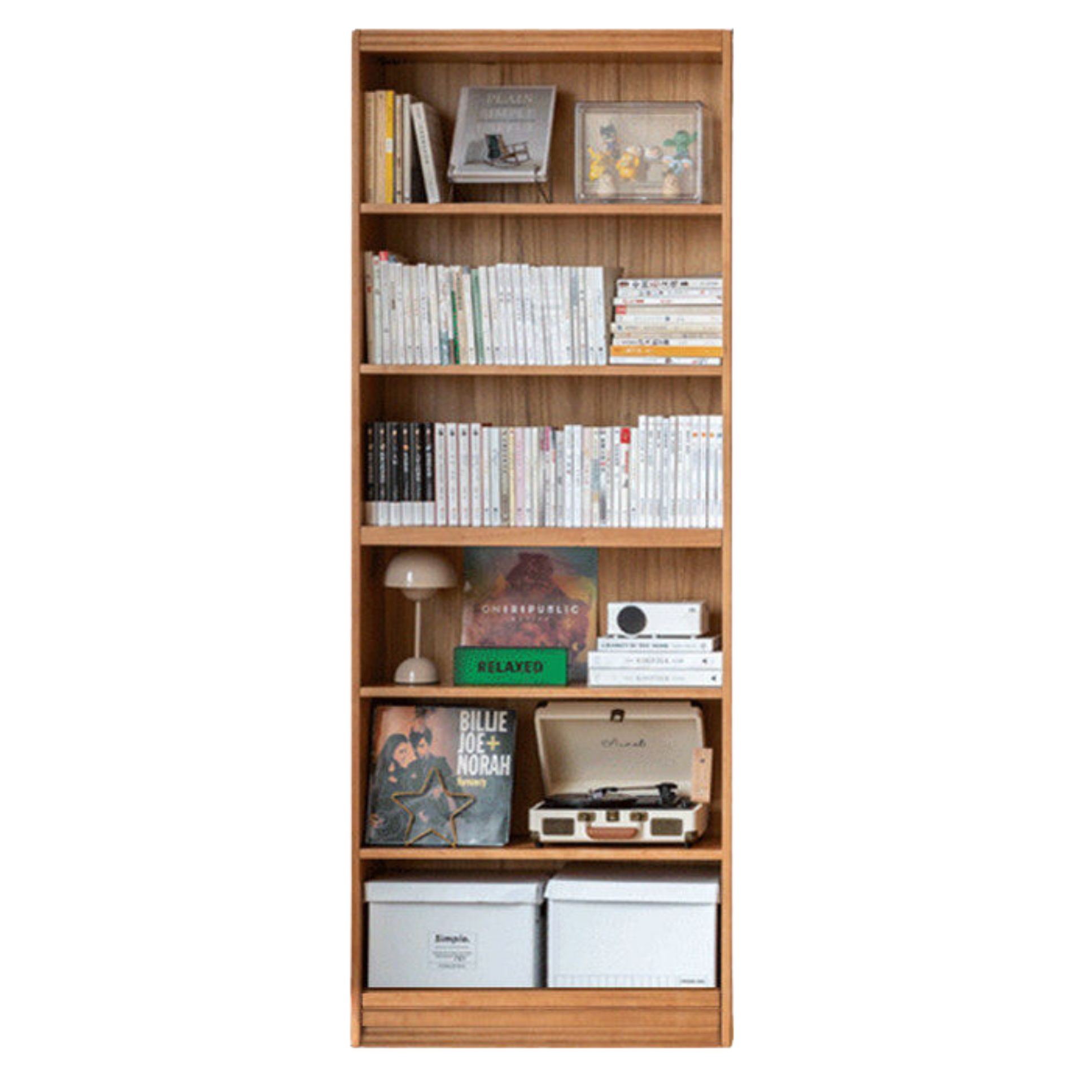Ash, Oak, Cherry Solid Wood Bookshelf Integrated Wall-Mounted Minimalist