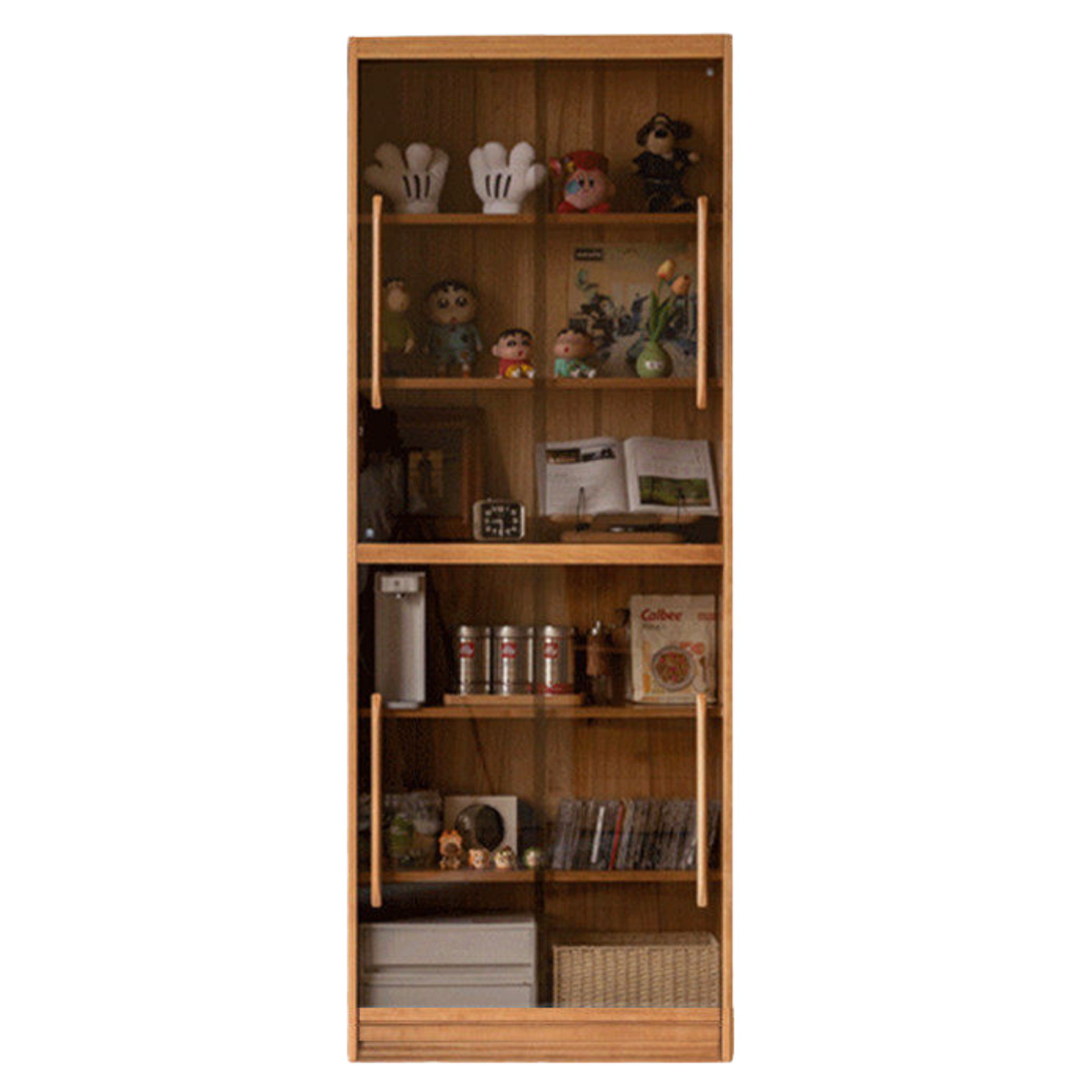 Ash, Oak, Cherry Solid Wood Bookshelf Integrated Wall-Mounted Minimalist