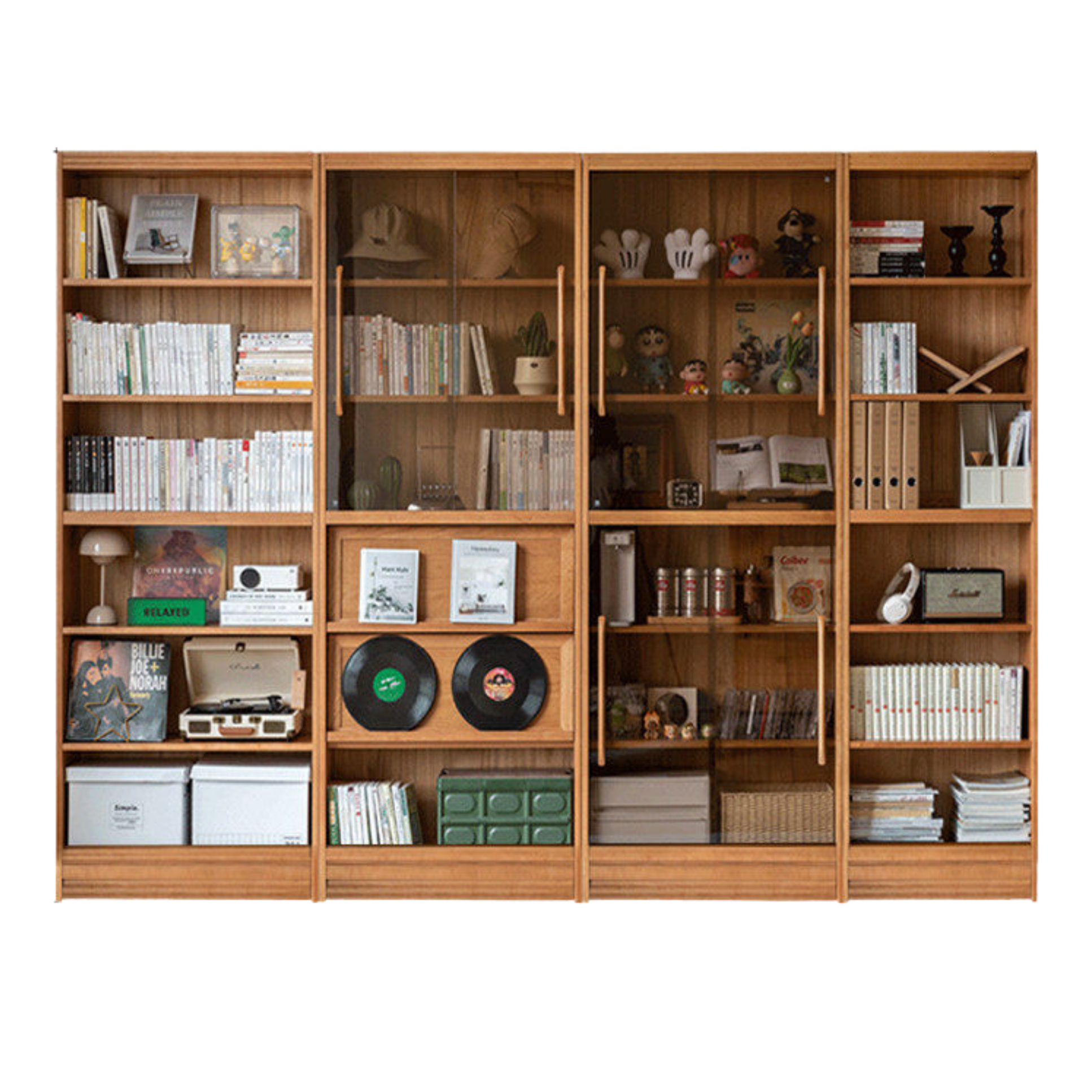 Ash, Oak, Cherry Solid Wood Bookshelf Integrated Wall-Mounted Minimalist