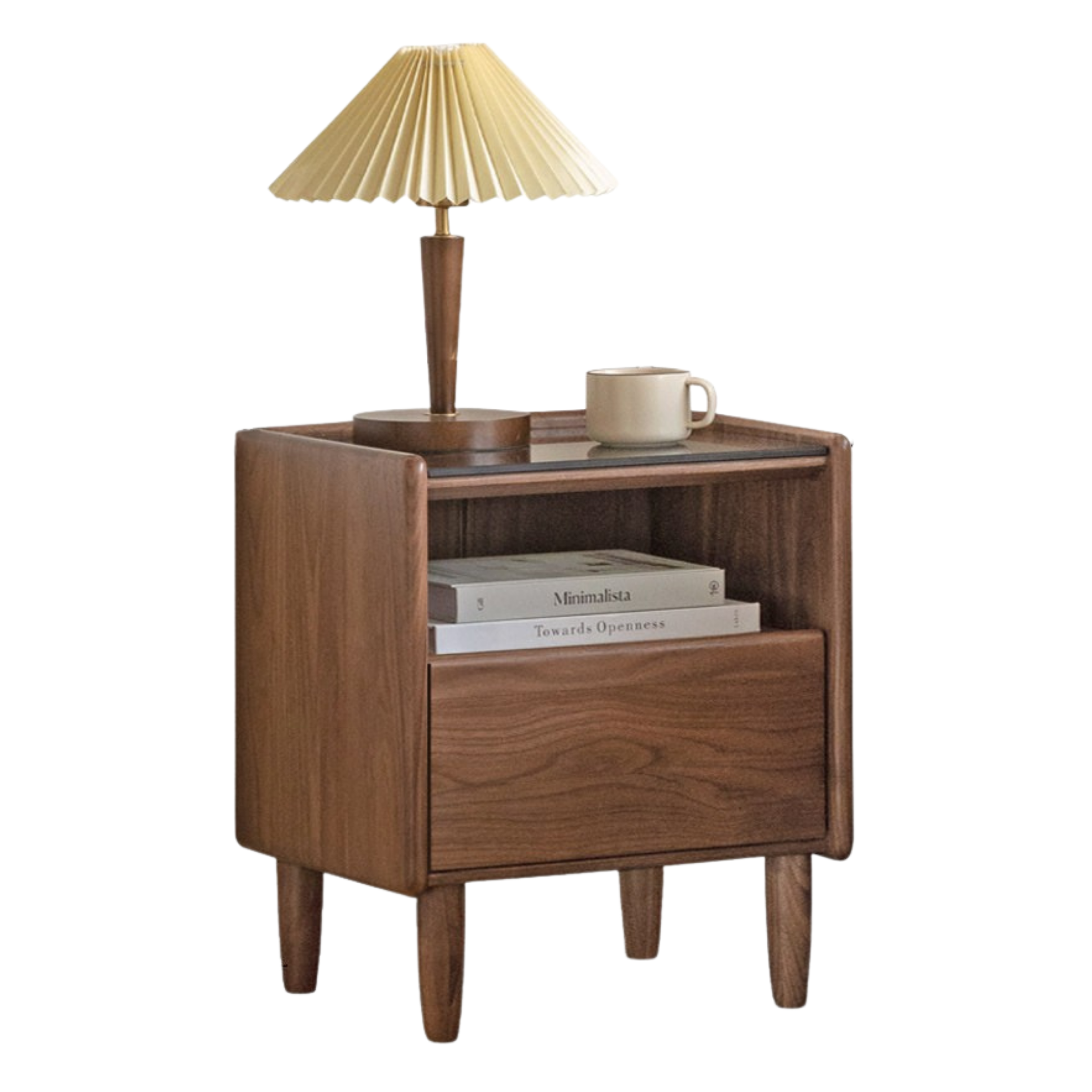 Black Walnut, Catalpa, Sandalwood Solid Wood Nightstand Modern Minimalist