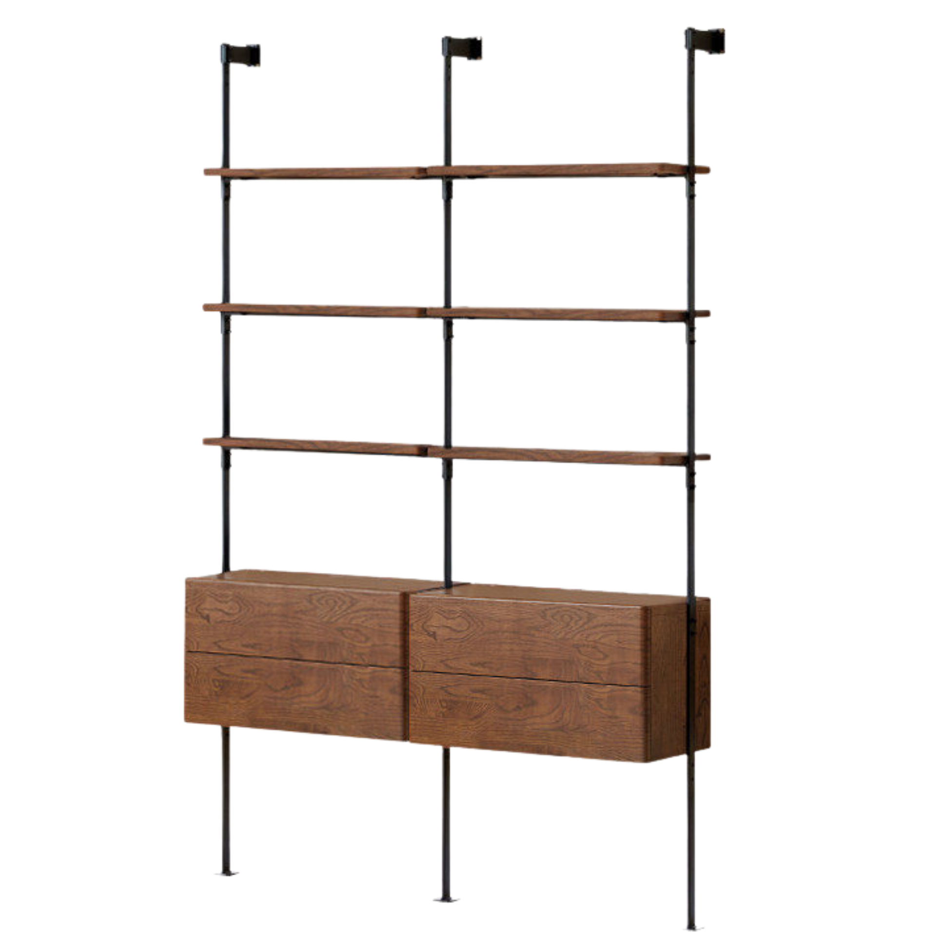 Oak Solid Wood Wall-Mounted Bookshelf Industrial Style