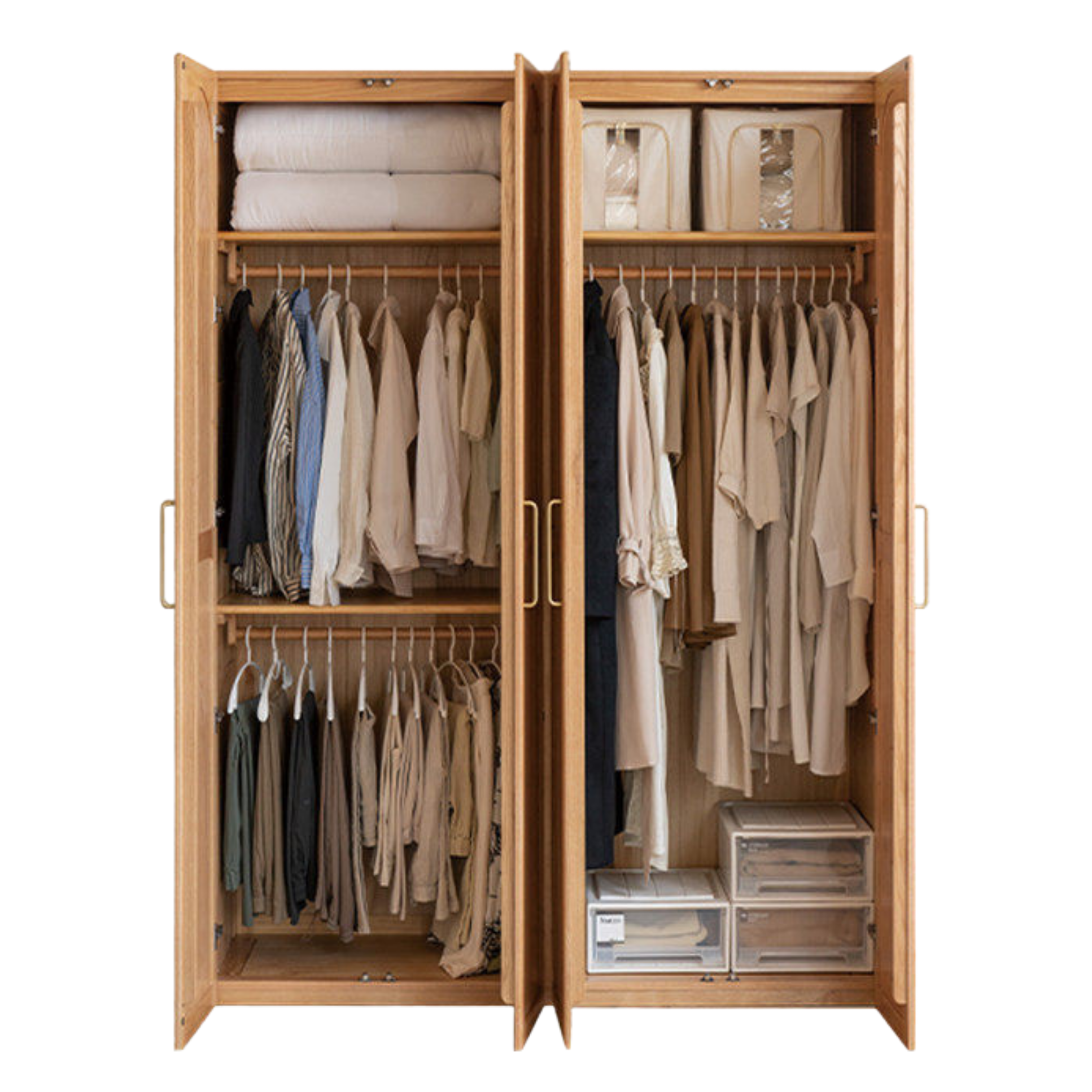 Oak Solid Wood Wardrobe French Retro Style