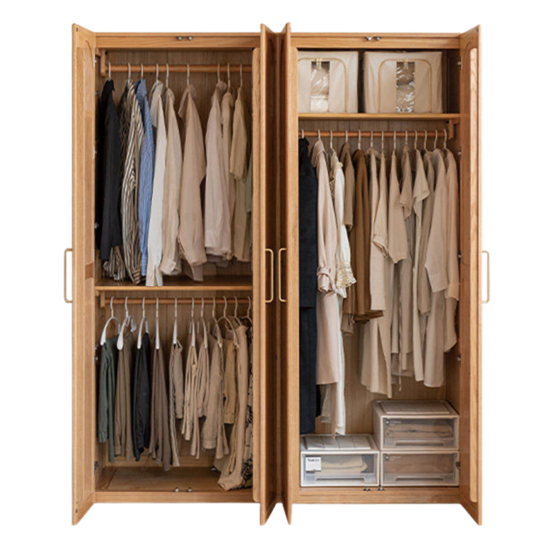 Oak Solid Wood Wardrobe French Retro Style