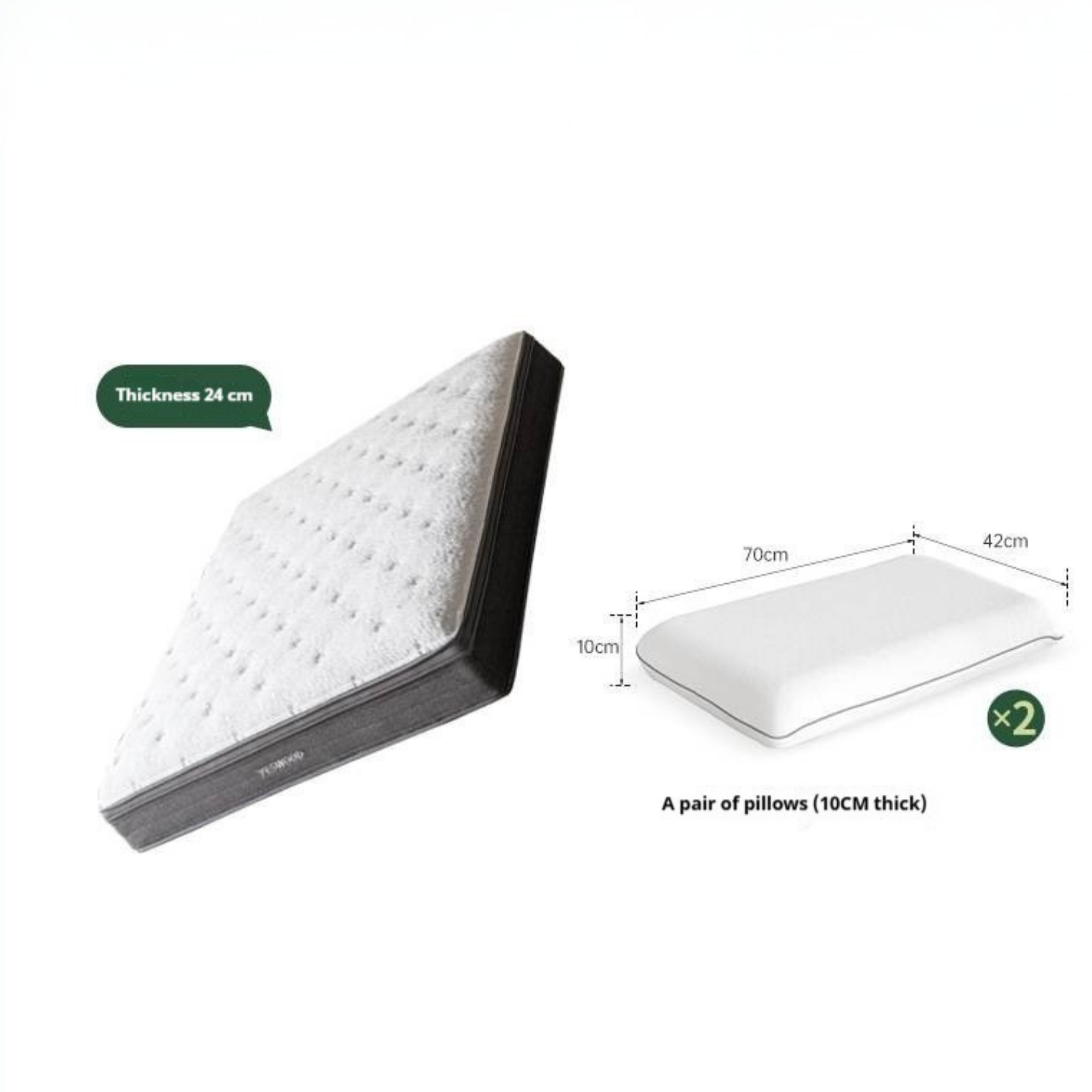 Glue-Free Mattress Made Of Imported Natural Latex, With Air Fiber Filling And Spring Support, A Soft Mattress For Back Protection 24 cm