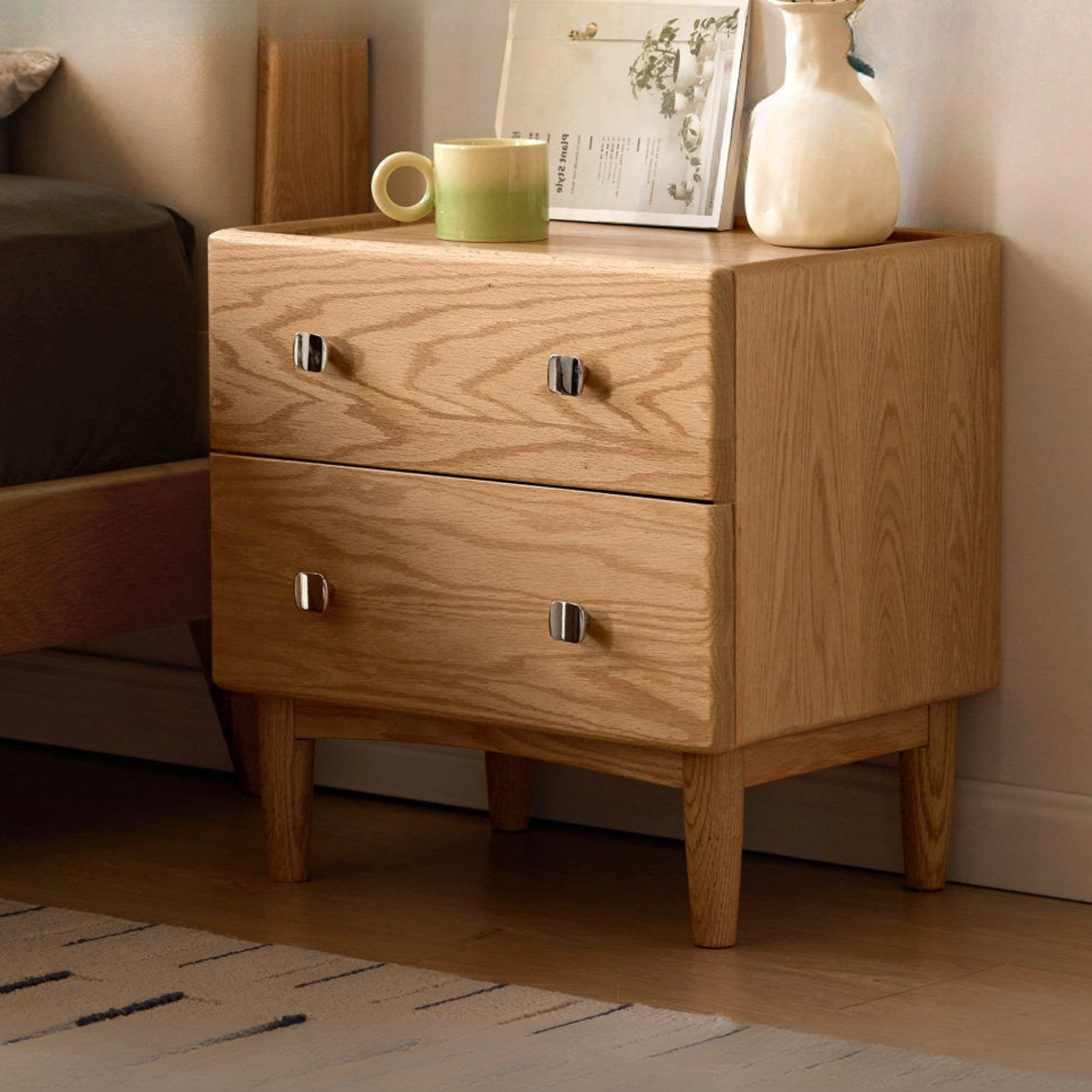 Oak Solid Wood Modern Minimalist Nightstand