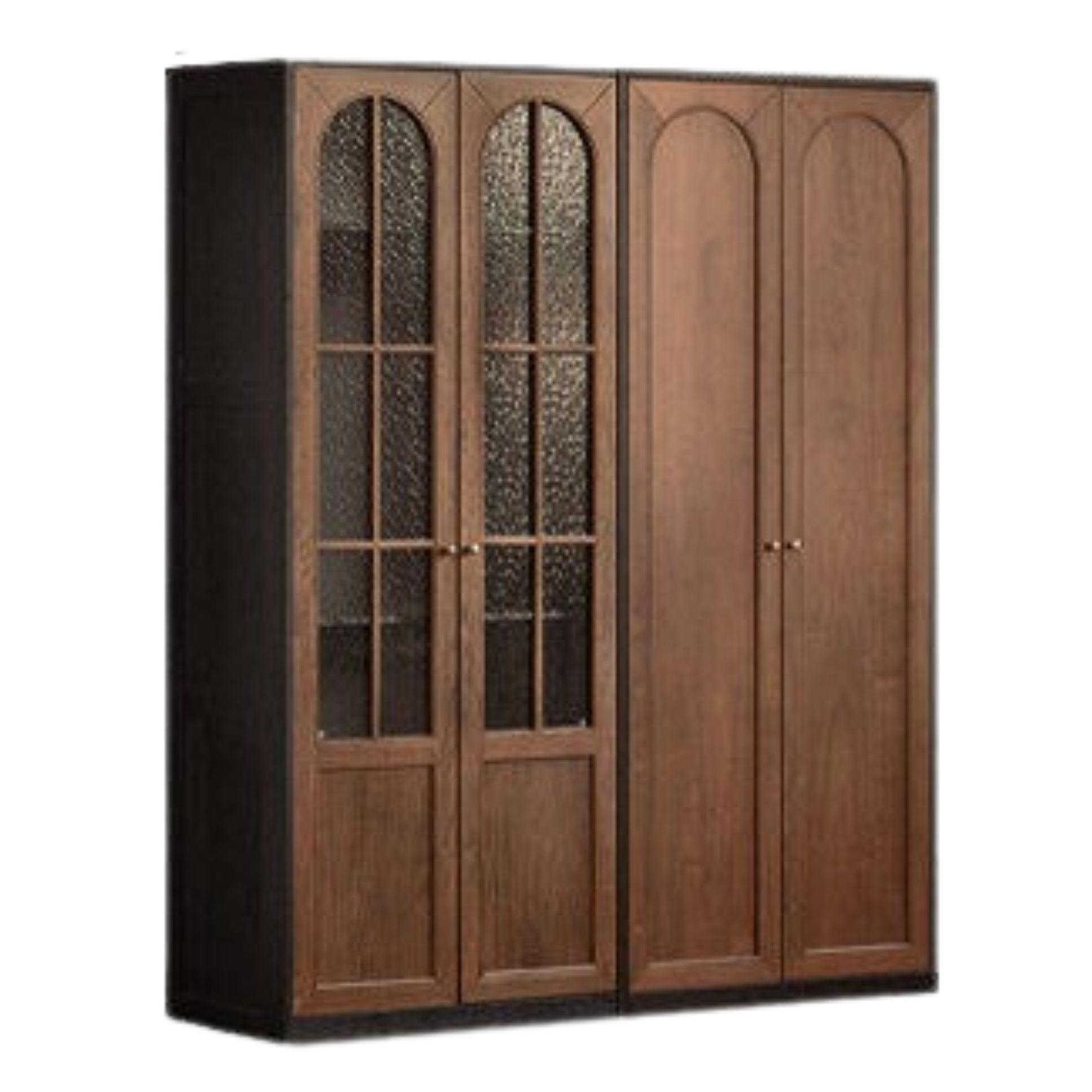 Black Walnut Solid Wood Wardrobe French Retro Style